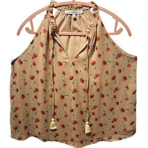 Collective Concepts cotton buds print tie neck sleeveless lined tank (1F…